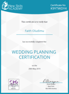 T and T Event Planning- Professional Event Services certification